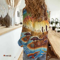 Aboriginal Dreamtime Animals Stories Women Casual Shirt LT9