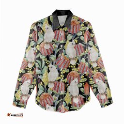 Little Corella Australia Cockatoo Women Casual Shirt Cacatua Sanguinea Banksia Seamless Black LT14