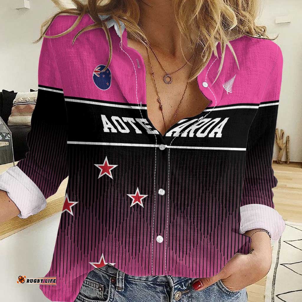 Custom New Zealand Women Cricket Women Casual Shirt Pink Simple Style LT05