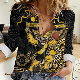 Custom Richmond Football Women Casual Shirt Aboriginal Dot Art Pattern DT05