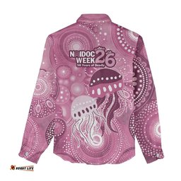 NAIDOC Deadly 50 Years Women Casual Shirt Jellyfish Aboriginal Culture Inspired Pink LT9