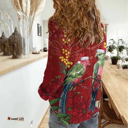 Merry Chrissie Australia King Parrots Women Casual Shirt Aboriginal Art LT7