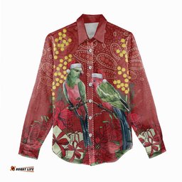 Merry Chrissie Australia King Parrots Women Casual Shirt Aboriginal Art LT7