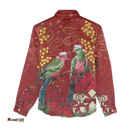 Merry Chrissie Australia King Parrots Women Casual Shirt Aboriginal Art LT7