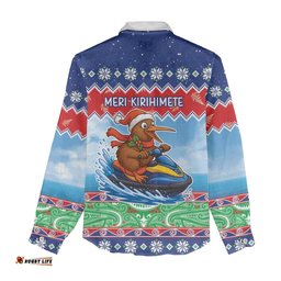 New Zealand Christmas Women Casual Shirt Funny Jet Ride Kiwi Xmas LT05