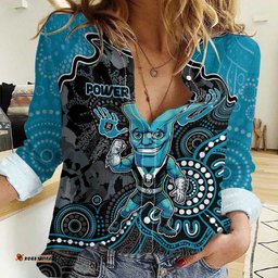 Custom Power Football Women Casual Shirt Aboriginal Dot Art Pattern DT05