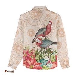Merry Christmas Aussie Aboriginal Women Casual Shirt Rosebreasted Cockatoo Pastel LT7