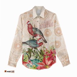 Merry Christmas Aussie Aboriginal Women Casual Shirt Rosebreasted Cockatoo Pastel LT7