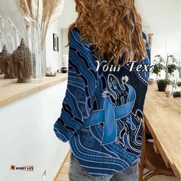 Personalised Autism Awareness Women Casual Shirt Hope Ribbon And Aboriginal Patterns DT05