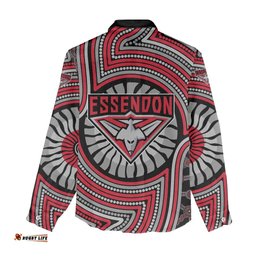 Essendon Football Club Women Casual Shirt Indigenous Monochrome Dot Art Mascot Style TS04