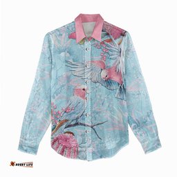 Galah Birds Australia Baby Blue & Pink Women Casual Shirt LT7