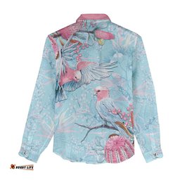 Galah Birds Australia Baby Blue & Pink Women Casual Shirt LT7