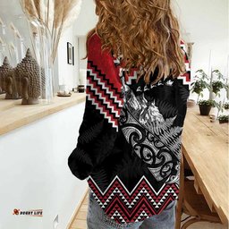 New Zealand Christmas Taniko Poutama Women Casual Shirt Mountainscape Maori Fern LT7