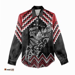 New Zealand Christmas Taniko Poutama Women Casual Shirt Mountainscape Maori Fern LT7