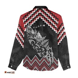 New Zealand Christmas Taniko Poutama Women Casual Shirt Mountainscape Maori Fern LT7