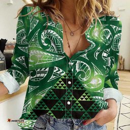 Matariki New Zealand Women Casual Shirt NZ Niho Taniwha Maori New Year Green Galaxy LT14