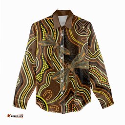 Orange Indigenous Dragonfly Australia Women Casual Shirt Aboriginal Art LT14