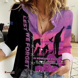 Personalised ANZAC War Animals Women Casual Shirt Lest We Forget Memorial LT15