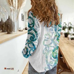 Paua Shell Maori Women Casual Shirt Koru Kowhaiwhai LT7