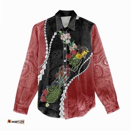 New Zealand Christmas Women Casual Shirt Flora Map with Birds LT7