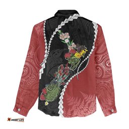 New Zealand Christmas Women Casual Shirt Flora Map with Birds LT7