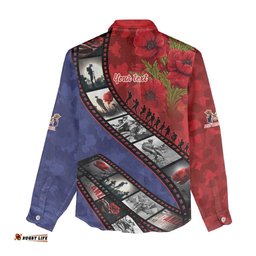Personalised ANZAC Spirit 1915-2026 Filmstrip Tribute Women Casual Shirt Lest We Forget 25 April LT9