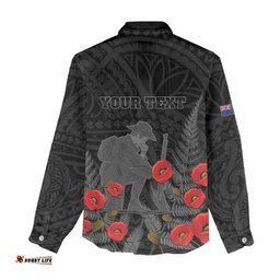 Personalised New Zealand ANZAC Day Women Casual Shirt Lest We Forget Soldier Memorial LT15