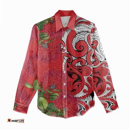 Personalised New Zealand Koru Pohutukawa Women Casual Shirt Meri Kirihimete Aroha for Christmas LT9