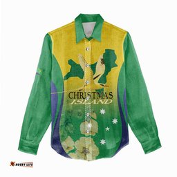 Personalised Australia Christmas Island Women Casual Shirt Golden Bosun Abutilon listeri With Map LT14