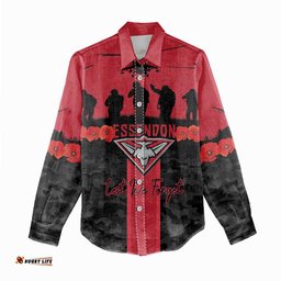 Personalised Essendon Football ANZAC Day Women Casual Shirt Bombers Poppy Lest We Forget LT14