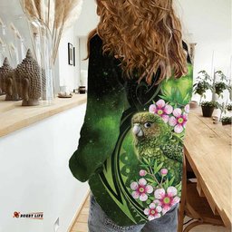 New Zealand Aotearoa Kakapo Women Casual Shirt Maori Pattern With Manuka Galaxy Style LT05