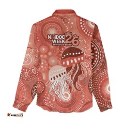 NAIDOC Deadly 50 Years Women Casual Shirt Jellyfish Aboriginal Culture Inspired Red LT9