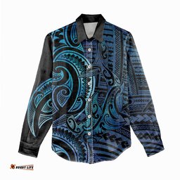 New Zealand Hammerhead Shark Women Casual Shirt Maori Haehae Mangopare Galaxy LT14
