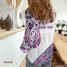 Mawhero Paua shell Kowhaiwhai Taniko Personalised Women Casual Shirt Turtle Tattoo Maori Tribal Style LT9