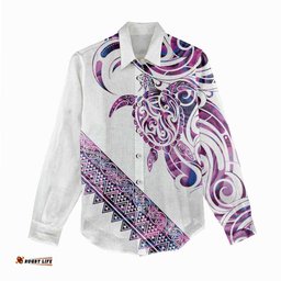 Mawhero Paua shell Kowhaiwhai Taniko Personalised Women Casual Shirt Turtle Tattoo Maori Tribal Style LT9