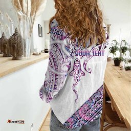 Mawhero Paua shell Kowhaiwhai Taniko Personalised Women Casual Shirt Manta Ray Shark-Turtle Maori Tribal Style LT9