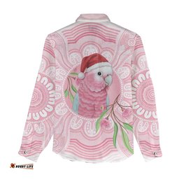 Funny Pink Galah Australia Christmas Women Casual Shirt Eucalyptus Blossoms Aboriginal Art LT14