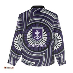Fremantle Dockers Women Casual Shirt Indigenous Monochrome Dot Art Mascot Style TS04