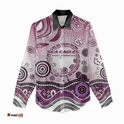 Manly Warringah Sea Eagles Rugby Women Casual Shirt Australian Aboriginal Dot Painting Style TS04