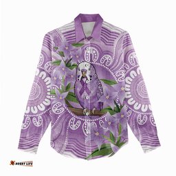 Epilepsy Awareness Budgerigar Australia Women Casual Shirt Budgie Purple Ribbon Boronia Aboriginal LT14