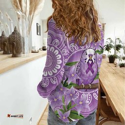 Epilepsy Awareness Budgerigar Australia Women Casual Shirt Budgie Purple Ribbon Boronia Aboriginal LT14