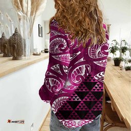 Matariki New Zealand Women Casual Shirt NZ Niho Taniwha Maori New Year Pink Galaxy LT14