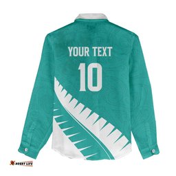 Custom New Zealand Cricket Women Casual Shirt Kiwi Birds Haka Dance Turquoise Fern Sporty Style LT03