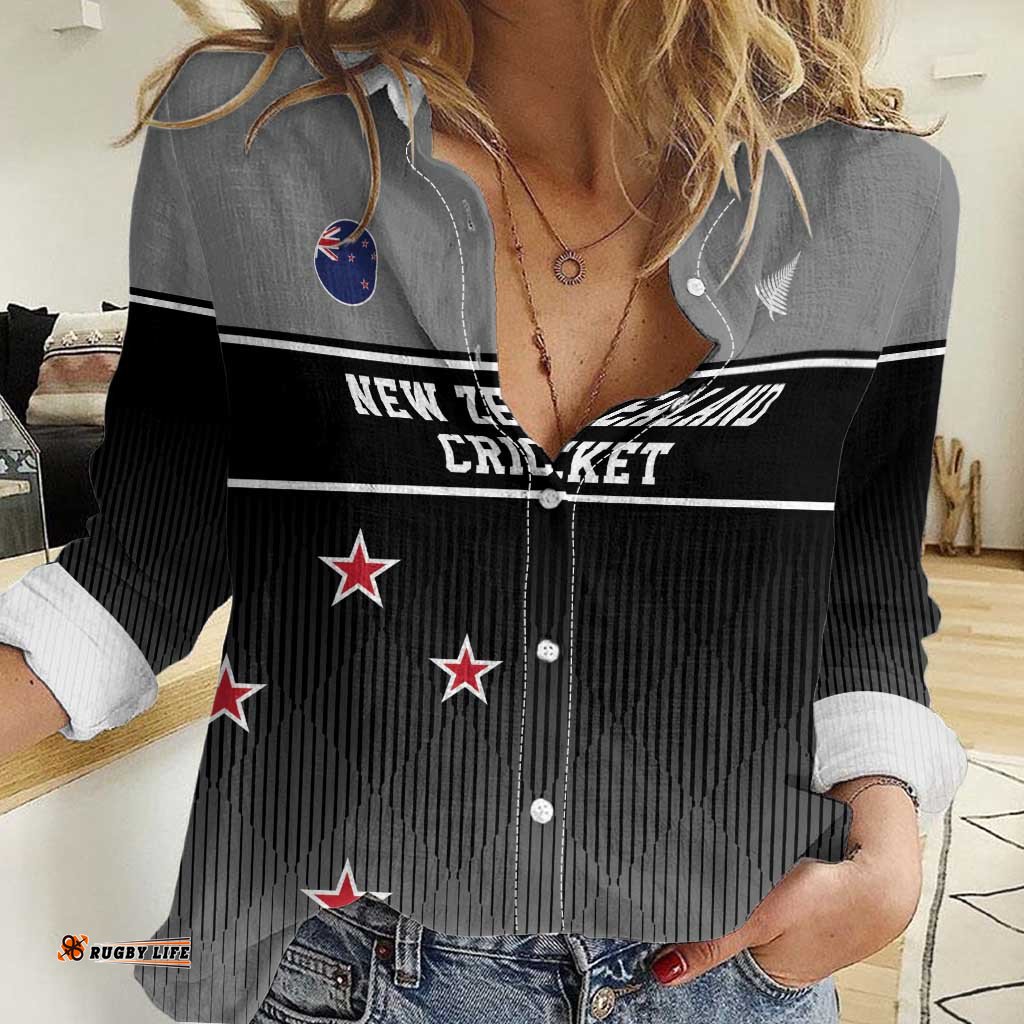 Custom New Zealand Cricket Women Casual Shirt Black Cap Unbeatable LT05