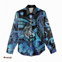 Personalised Maori Romantic Valentine Women Casual Shirt The Hongi Kiss Blue Galaxy DT05
