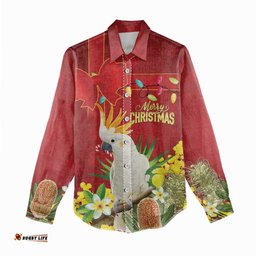 Personalised Australia Sulphur-crested Cockatoo Christmas Women Casual Shirt Aussie Native Flowers Merry Xmas LT14