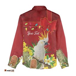 Personalised Australia Sulphur-crested Cockatoo Christmas Women Casual Shirt Aussie Native Flowers Merry Xmas LT14