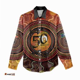 NAIDOC Week 2026 Personalised Women Casual Shirt 50 Years of Deadly Lizard Kangaroo Aboriginal Art LT14