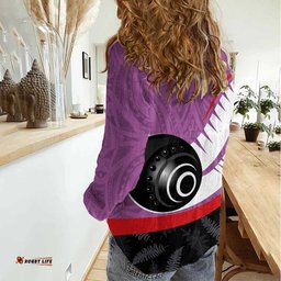 Personalised Aotearoa Lawn Bowls Women Casual Shirt Maori and Silver Fern Sporty Style Pink Color LT03