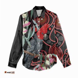 Gang-gang Cockatoo Australia Women Casual Shirt Eucalyptus Blossoms Aboriginal Art LT14